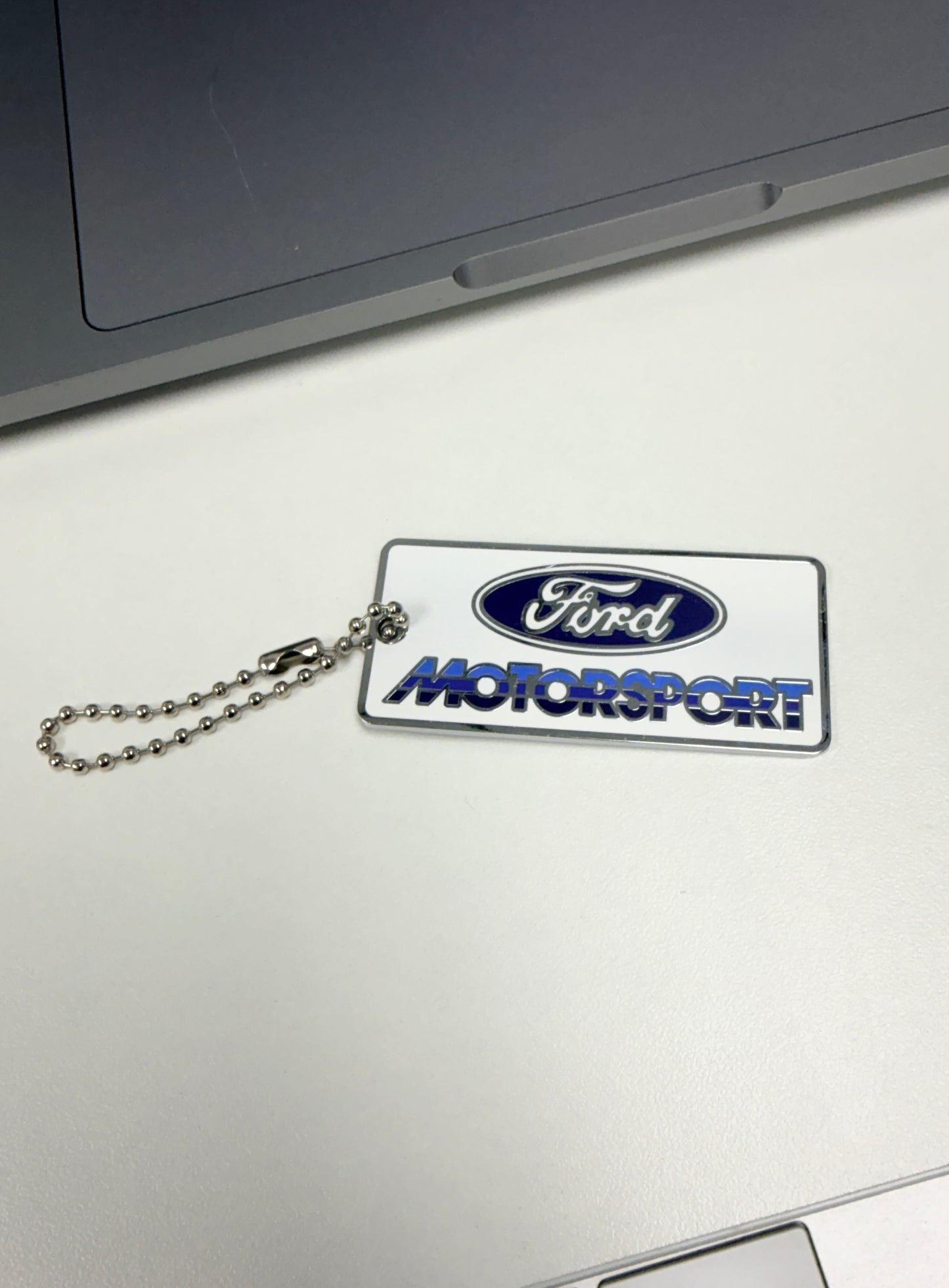 Ford Motorsport 80's Tri-Color Metal Keychain